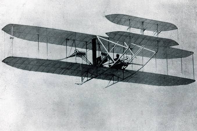 The Wright Flyer in flight